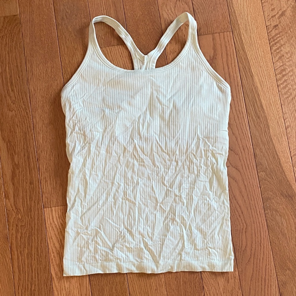 Lululemon Athletica White Ribbed Tank Top